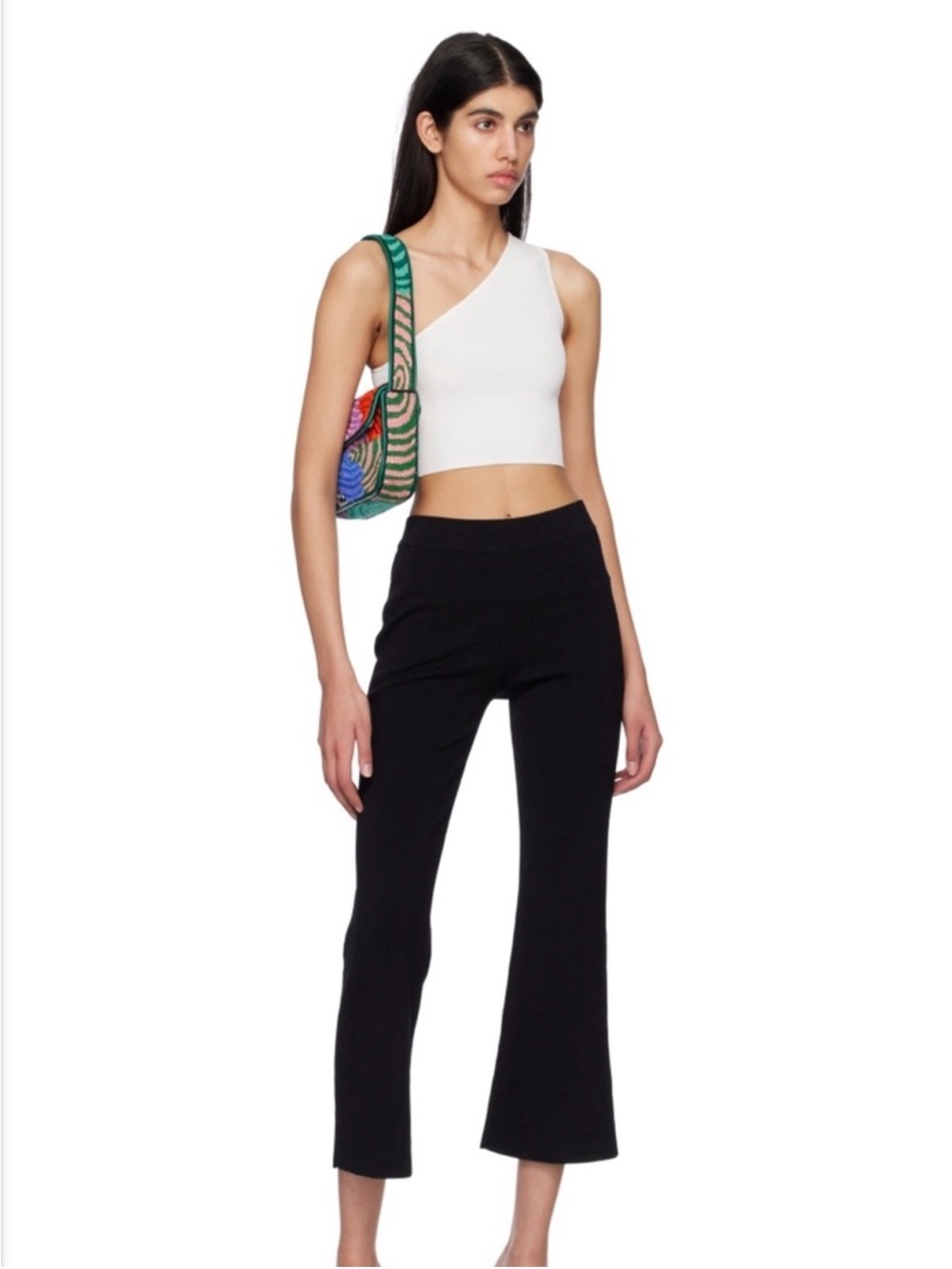 STAUD White Asymmetrical One Shoulder Lexi Cropped Tank Top Sz XL